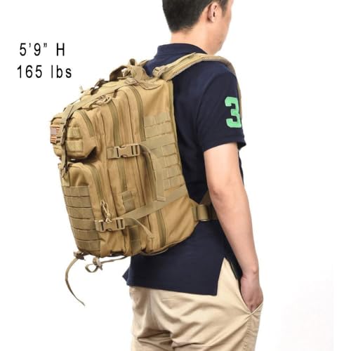 Image of Military Tactical Assault Pack Backpack Army Molle Bug Out Bag Backpacks Small Rucksack for Outdoor Hiking Camping Trekking Hunting Brown