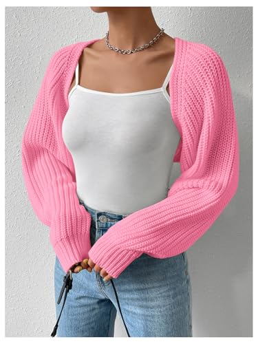 Image of Verdusa Women's Y2k Cropped Cardigan Sweaters Lightweight Knit Open Front Bolero Shrugs Spring Fall Outfits