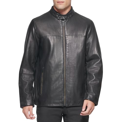 Image of DKNY Men's Modern Lamb Leather Racer Jacket