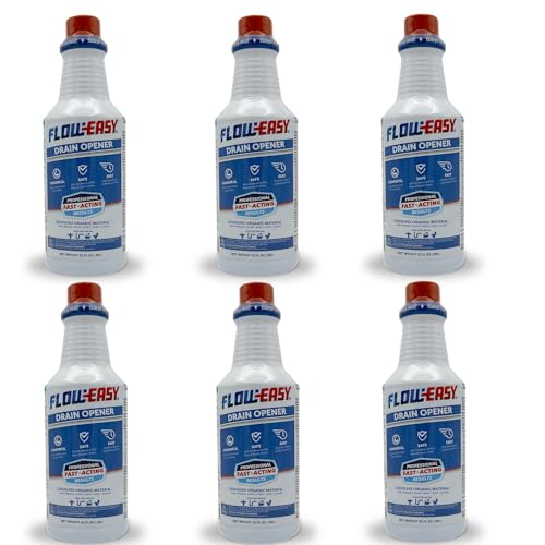 Flow-Easy Professional Drain Opener | Case of 6 (32oz) bottles | Fast-Acting Results
