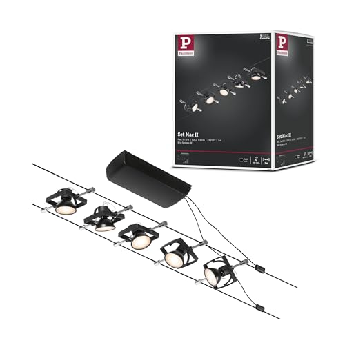 Paulmann Set Mac II Sistema de Cableado, Corduo, Corriente Continua, Máx. 5x10 W, Bombilla Tipo GU5,3, Sistema de Cableado, Bombilla No Incluida, Cable de Plástico, Color Cromado Mate, 94434