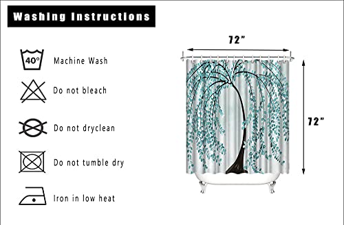 Atgowac Turquoise Shower Curtain 72X72Inch Teal Tree Shower Curtain Polyester Fabric Bath Curtain Bathroom Decor #TOP4