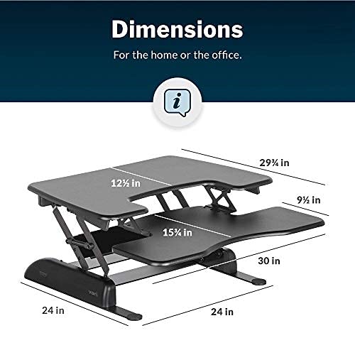Image of Vari VariDesk Pro Plus 30 Height Adjustable Standing Desk Converter for Home Office - Sit to Stand Desk with 11 Height Settings, Spring-Assisted Lift, and Weighted Base - Fully Assembled, Black