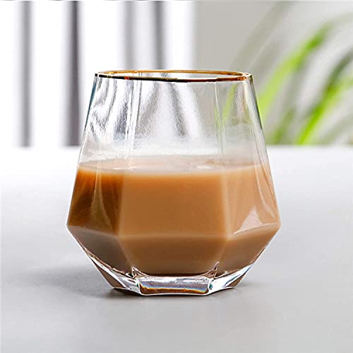 Image of Golden Rim 350 ML Water & Juice Drinking Glasses Set of 6 Vintage Glassware Set for Juice, Cocktail, Mocktail,Whisky All Beverages Everyday Uses for Gift (6, MT-21)