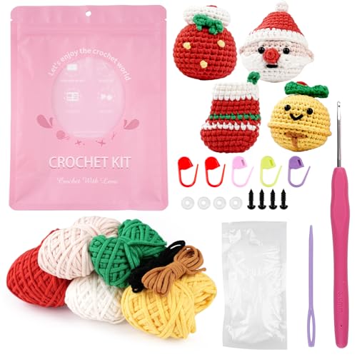 Lista de Kits de ganchillo - los preferidos. 50 Maxmartt Kit de Ganchillo de Navidad para Principiantes (4pcs) – Conjunto de Inicio Completo de Amigurumi con Tutoriales de Vídeo Paso a Paso, Todas las Herramientas Necesarias...
