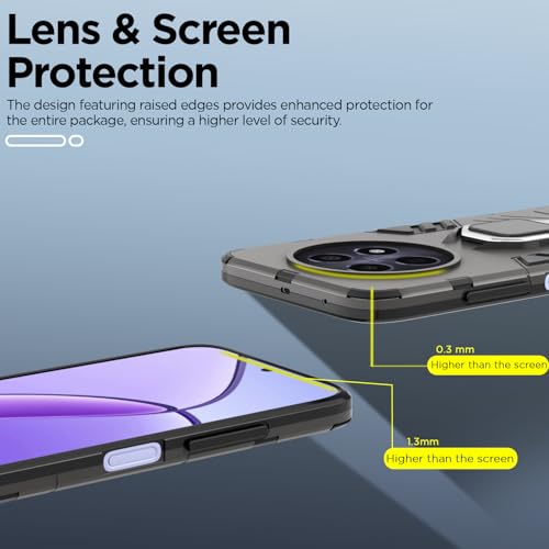 Image of Pikkme Back Cover for Realme Narzo 70x 5G / N65 / Realme 13 /12 /12X 5G /C65 | 360 Protection | Ring Holder | Kickstand | Tough Armor Case (Black)