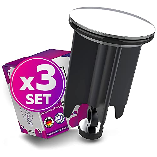 3 Stücke Waschbeckenstöpsel 40mm Universal Abflussstopfen - Stöpsel Waschbecken Chrom aus Messing mit Gummi - Excenterstopfen Höhenverstellbar - Rostfrei Abfluss Stöpsel Cover