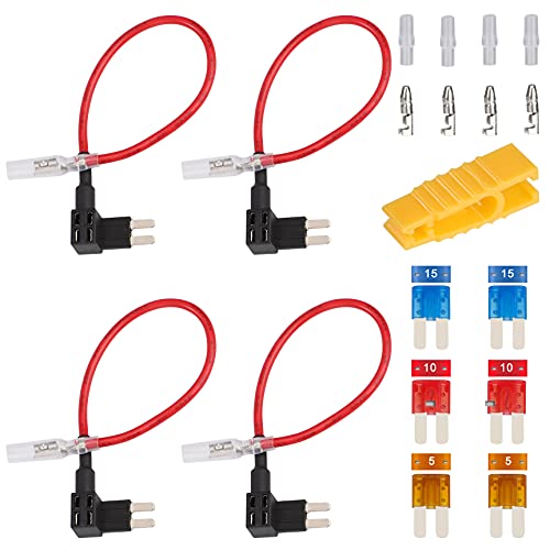 Add-A-Circuit Portafusibile Micro Lama Fusibile Tap Adattatore per Auto con 1 Pezzo Fusibile Estrattore 6 Pezzi Micro Fusibile 5A 10A 15A