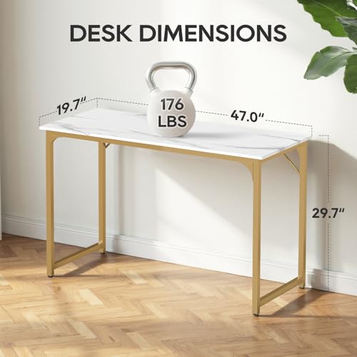 Image of BestOffice Computer Desk,Home Office Desk, Modern Simple Style for Home Office Study Writing (Gold, 47 Inch)