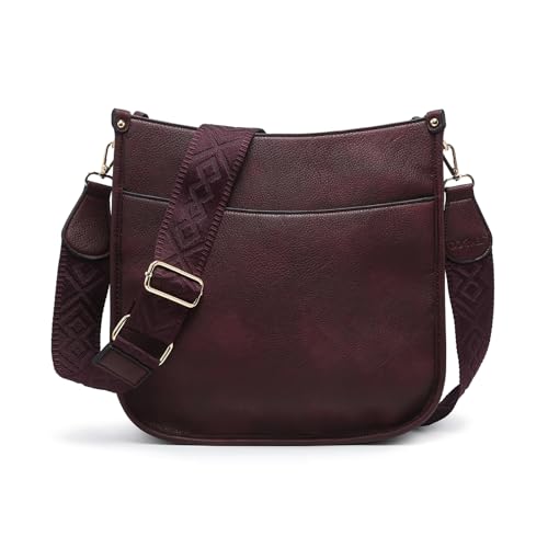 Image of JEN & CO. Crossbody Bags for Women Trendy Vegan Leather Hobo Purses Shoulder Handbags with Wide Adjustable Guitar Strap