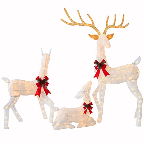 Hykolity 3Piece Lighted Christmas Deer Family Set