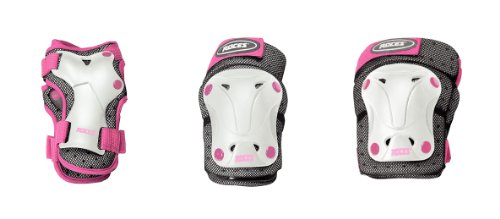 Roces Ventilat Protezioni Skates, 3 Pezzi, Bianco/Rosa, S Junior