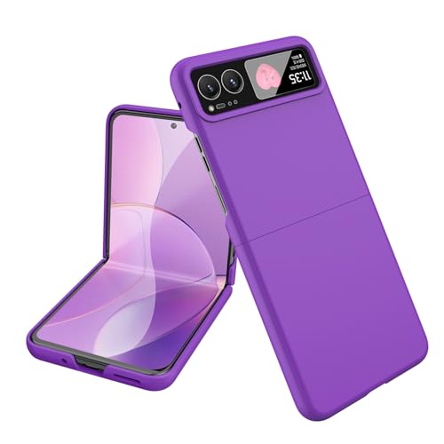 dbANZT Motorola Razr 40 p X ϏՌ dbP[X n[h PC VF ^ ~߃Obvt SیJo[ dbJo[(Purple)