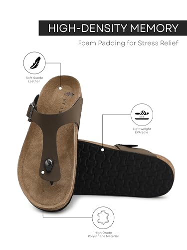 Image of HF JOURNEY Nivera 2.0 Men's Cork Footbed Thong Sandal,Slip On Entry,(Size 41-46) BlackPU, Casual Lounging Slipper, EVA Sole, Flat Heel,Nivera 2.0 - Black (41)