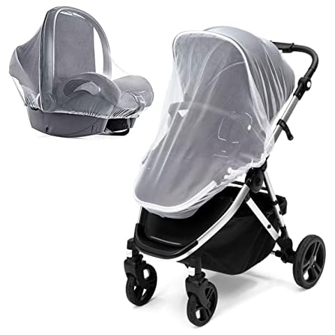 2 Pack Universal Mosquito Net - Baby Pram Net Bug Net Washable Fine Mesh Insect Protection Cover with Elastic Edge for Pushchairs, Car Seats, Pram, Stroller, Buggy, Carrycot, Travel cot (White) Cover