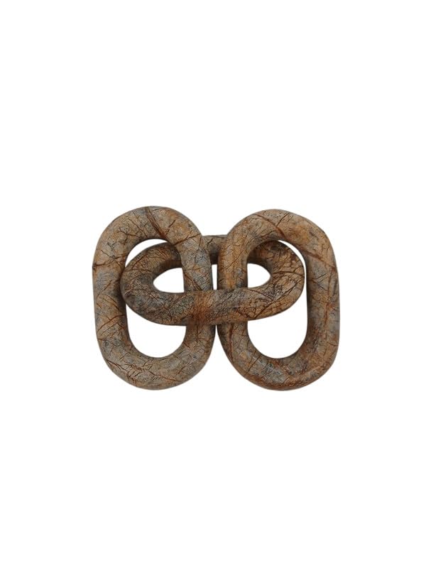 Brown Marble 3-Link Chain Handcrafted Decorative Stone Accent for Coffee Table, Bookshelf, or Modern Home Styling 4
