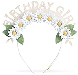 California Tot Toddler Felt Daisy Flower Crown Headband - text removable for Girls for Babies, Toddlers & Kids – Birthday, Photoshoot, Dress-Up, 1st Birthday Accessory (Daisy Birthday Girl)