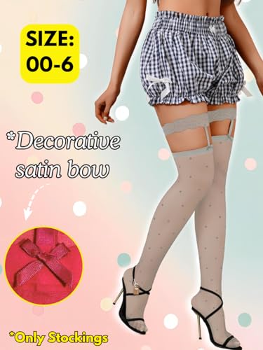 Heart Thigh High Stockings,Petite Size Sheer Mesh Garter Stocking,Sexy Knee Highs For Women Valentines Date3