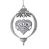 Inspired Silver - Alaska Charm Ornament - Silver Pave Heart Charm Holiday Ornaments with Cubic Zirco