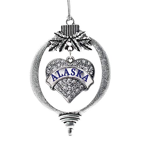 Inspired Silver - Alaska Charm Ornament - Silver Pave Heart Charm Holiday Ornaments With Cubic Zirconia Jewelry #TOP20