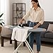 GREENSAPPIRE Ironing Boards 110x32cm Adjustable Heights Folding Ironing Board with 6 Heights (66–77cm), Lightweight Iron Board with Cotton Cover, Non-Slip Feet & Iron Rest (Gray)