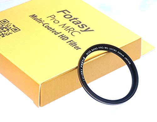 Image of Fotasy 43mm Ultra Slim UV Protection Lens Filter, Nano Coatings MRC Multi Resistant Coating Oil Water Scratch, 16 Layers Multicoated 43mm UV Filter
