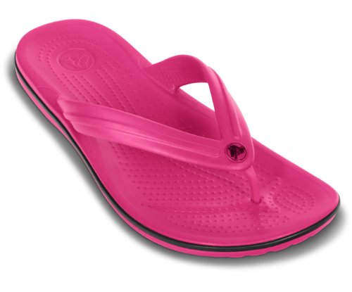 Image of Crocs Men's and Women's Crocband Flip Flops | Adult Sandals, Candy Pink, 11 Women /9 Men