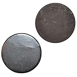 Shungite World 2 pcs Shungite Stickers Set Round 30 mm Polished and Unpolished (1 of Each) for Cell Phone Case Tablet Laptop Computer - Energy Shungite Stones Protection Plate with Carbon Fullerenes