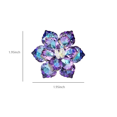 Image of Large Crystal Flower Brooch Pin for Women Red purple pink green Rhinestone Flower Lapel Pin Wedding Party Birthday Dance Banquet Dress Suit Ceremony Clothes Hat Bag Accessories Jewelry
