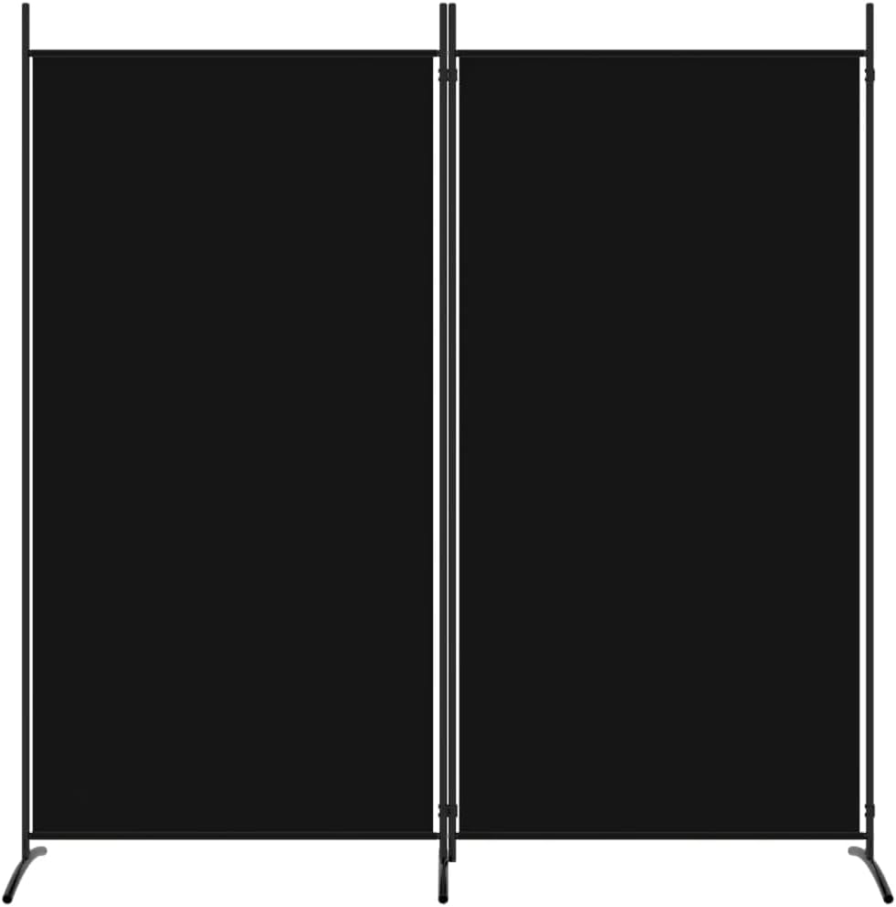 vidaXL Modern 2-Panel Room Divider, Black, 68.9" x 70.9", Durable 100% Polyester Fabric, Foldable Screen, Sunlight Blocker, Space Partition, Easy Assembly