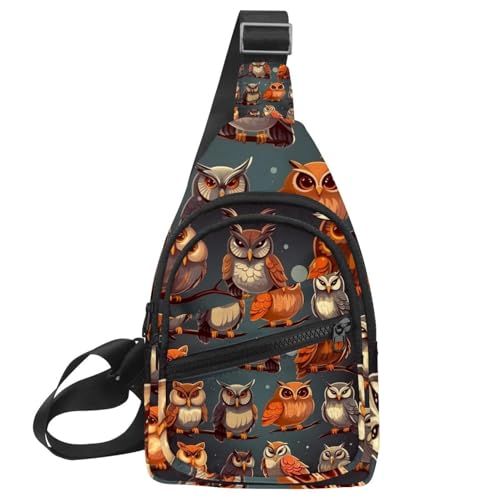 Sac à dos à bandoulière chouettes multicolore 30x18cm pour le quotidien