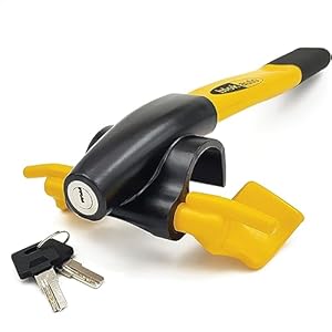 BLOKAUTO 9595 Car Steering Wheel Lock Anti-Theft Device, Visible and Deterrent, Spoke Placement, Push Locking, Universal Steering Wheel Lock for Car. SUV, Van, Pickup Truck, High Security Car Lock