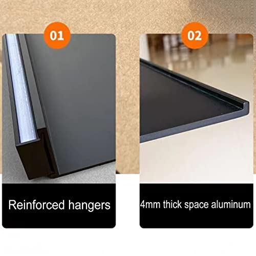 Étagère murale en alliage d'aluminium noir design LED 150cm - 3