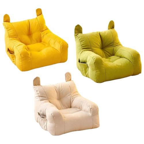 Image of Kids Bean Bag Chair Soft Cartoon Cute Floor Chair for Bedroom Dorm Apartment Yellow|Kids Bean Bag Chair Soft Latex Children Sofa Seat Reading Recliner Chair for Bedroom Playroom
