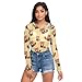 Cartoon Panda Yellow See Through Tops for Women Mesh Sheer Tops Long Sleeve Women Blouse Handle Zipper Camping Beach Swimming Pool Size M