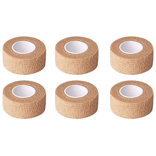 6pc-1 Inch Wide Skin Colour Elastic Self- Adhesive Bandage Finger Tape，First Aid Wrap Bandages, for Wrist and Ankle Sprains & Swelling