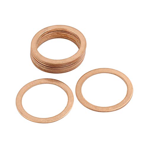 Image of X AUTOHAUX 10pcs 25mm Inner Diameter Copper Washers Flat Sealing Gaskets Ring