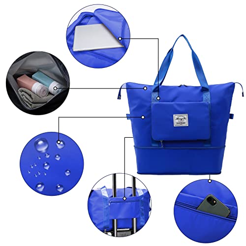 Hoseay Sporttas Opvouwbare, Sport Bag met Natte Zak, Reistas met Grote Inhoud, Lichte Waterdichte Duffelbag Handbagage, Dames Heren Fitnesszak voor Reizen Weekendtas Zwemtas Uitstapjes, Marineblauw - Image 4