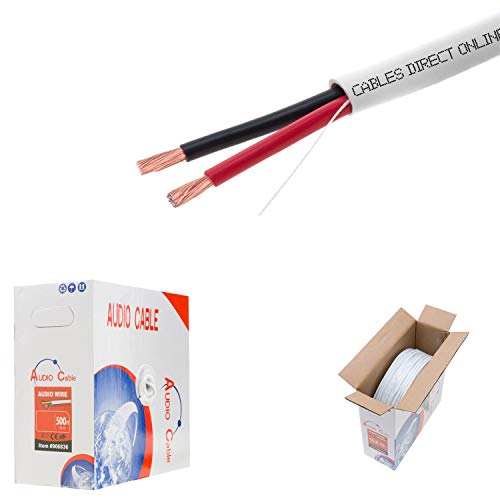 500ft 16AWG 2 Conductors (16/2) CL2 Rated Loud Speaker Cable Wire, Pull Box (for in-Wall Installation) (16AWG / 2 Conductors, 500ft)
