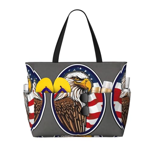 Grand sac fourre-tout à imprimé aigle noir avec très grande capacité de rangement casual