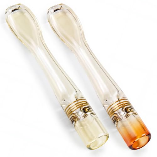 NOVECRAFTO Glass Cigarette Holder, Set of 2 – 8 cm Reusable Cigarette Tip Holder with Gold Accents, Fits Most Standard Cigarettes, Easy to Clean