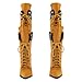 Richealnana Women's Double Lace Pointed Toe Stiletto High Heel Lace Up Strappy Knee High Boots Sexy Shoe Lace Slim Heel Fashion Cool Biker Cosplay Tall Boots Yellow US 9