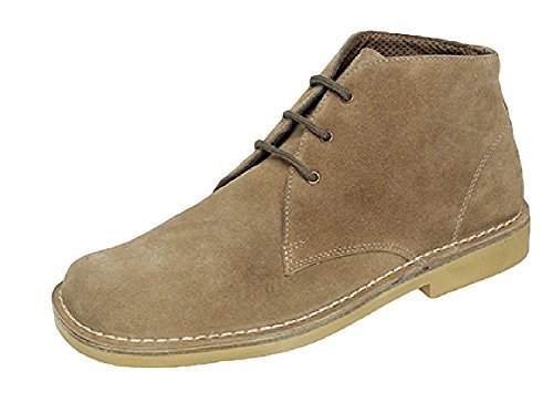 Roamers3 Eyelet Desert Boots In Suede Or Waxy Leather Finish 10 UK Sand