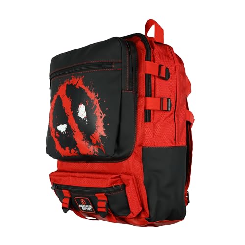 Marvel Deadpool Backpack Maximum Effort Built-Up Utility Laptop Tech Sleeve Book Bag