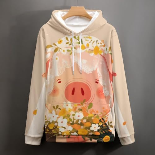 Sweat à capuche Fleurs de Cochon taille S | Hoodie mixte manches longues