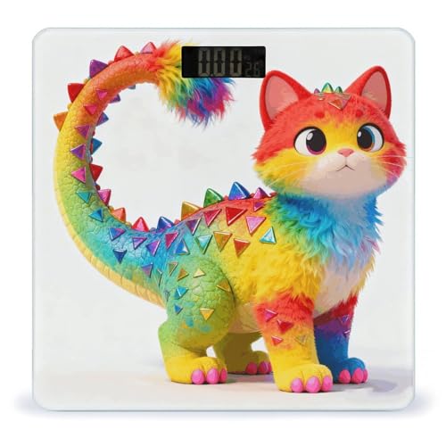 Báscula Digital para Baño Dinosaurio y Gato Colorido