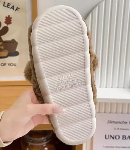 Cartoon Bear Fuzzy Slippers for Women Full Coverage Thick Sole Non - slip Cozy Indoor Home Shoes4