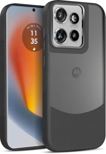 Image of MINTZZ Moto Edge 50 Back Cover, Leather Design, Protective Cover with Camera Lens Protection, Premium Grip & Slim Fit Durable, Edge 50 Case (Black, Moto Edge 50)