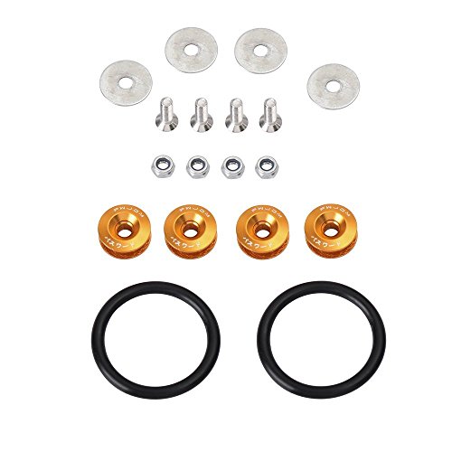 Amooca Yellow Finish JDM Quick Release Fasteners for Car Bumpers Trunk Fender Hatch Lids Kit