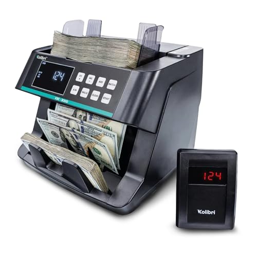 Image of KOLIBRI Money Counter Machine I LCD Display I Business Grade I Advanced UV /MG /IR /DD /HLF Detection I Single Denomination (USD) I 1,200 Notes /Min I 1-Year Warranty I KBC-3000